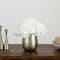 11" White Hydrangea Arrangement in Gold Metal Vase